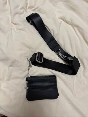 Black Crossbody Strap with Coin Pouch
